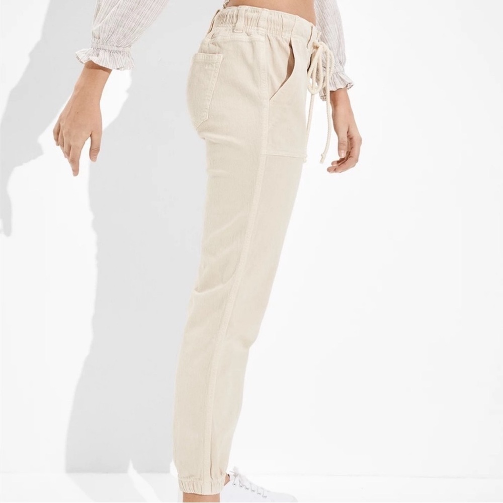 American Eagle Beige Drawstring Jogger Pants Sz:16 - image 3